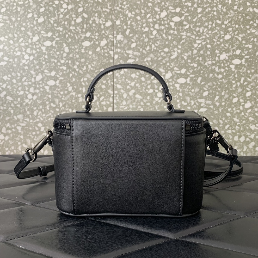 Valentino Garavani Loco Mini Box Bag in Black Calfskin Leather 